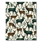 Forest Green Woodland Deer Fern Aesthetic Rug