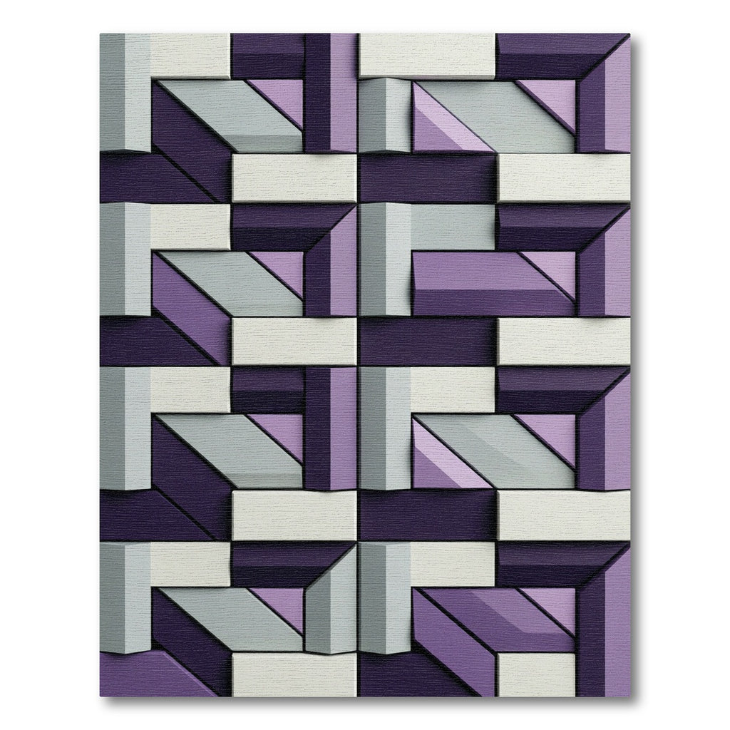 Geometric Purple Gray Diamond Blocks Rug