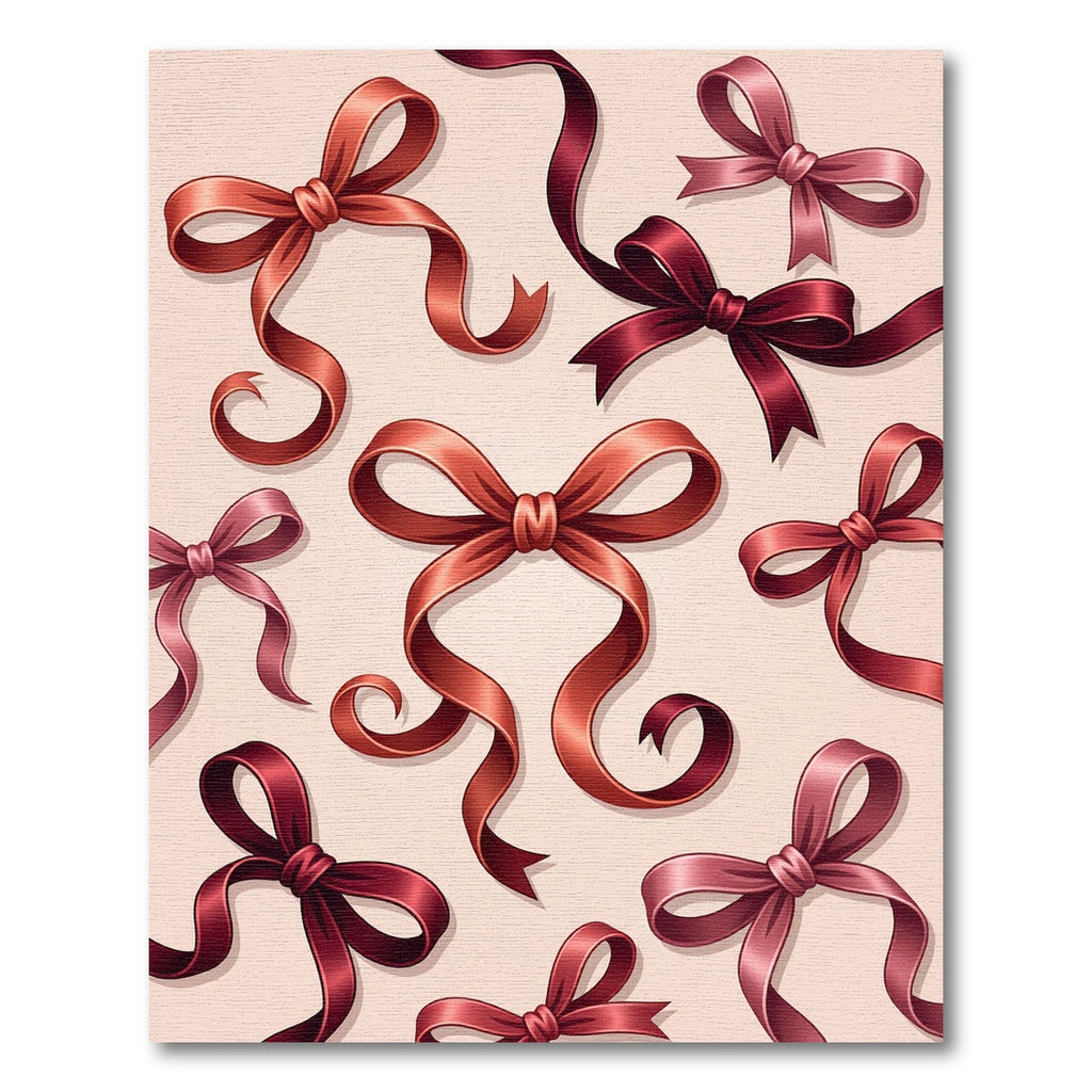 Elegant Burgundy Satin Ribbon Bows Rug