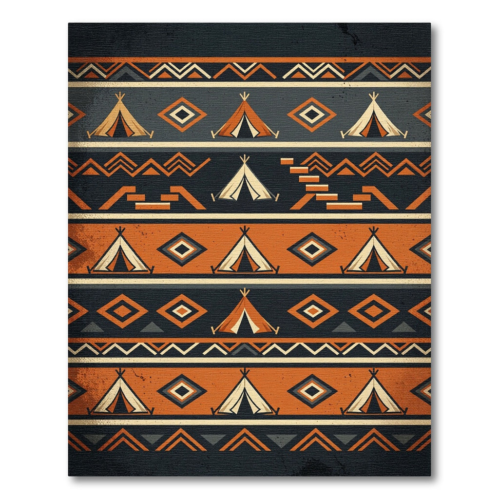 Earthy Geometric Teepee Striped Throw Rug