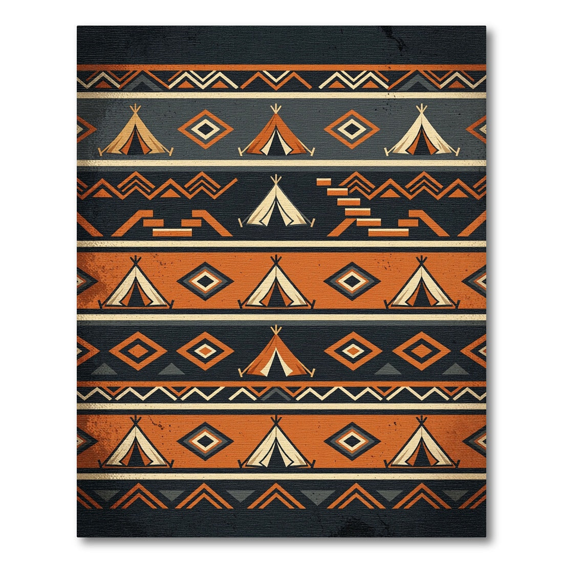 Earthy Geometric Teepee Striped Throw Rug