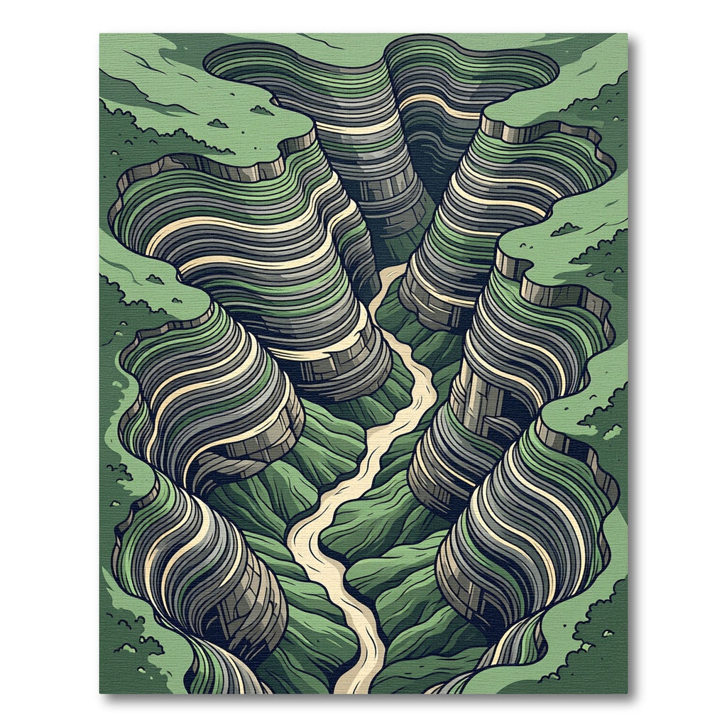 Abstract Rippled Canyon Terrain Landscape Rug