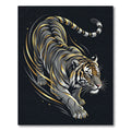 Golden Slashing Tiger Charcoal Abstract Art Rug