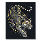 Golden Slashing Tiger Charcoal Abstract Art Rug