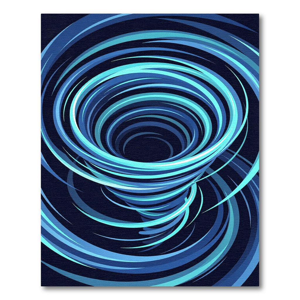 Vibrant Blue Abstract Swirling Vortex Rug
