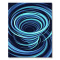Vibrant Blue Abstract Swirling Vortex Rug