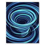 Vibrant Blue Abstract Swirling Vortex Rug
