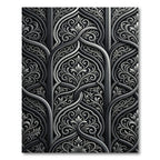 Intricate Black Silver Arabesque Floral Rug