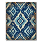 Grand Indigo Geometric Ikat Diamond Rug