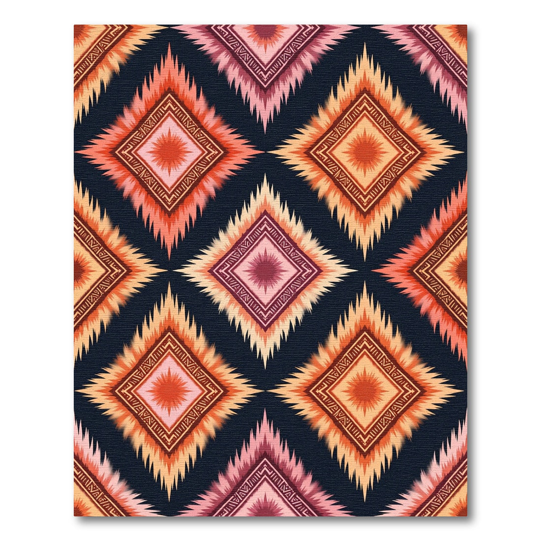 Red Orange Diamond Ethnic Tribal Rug