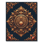 Ornate Gold Baroque Shell Medallion Rug