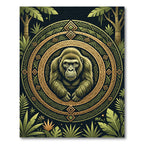 Golden Gorilla Jungle Geometric Mandala Rug