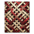 Red Gold Geometric Lattice Floral Rug