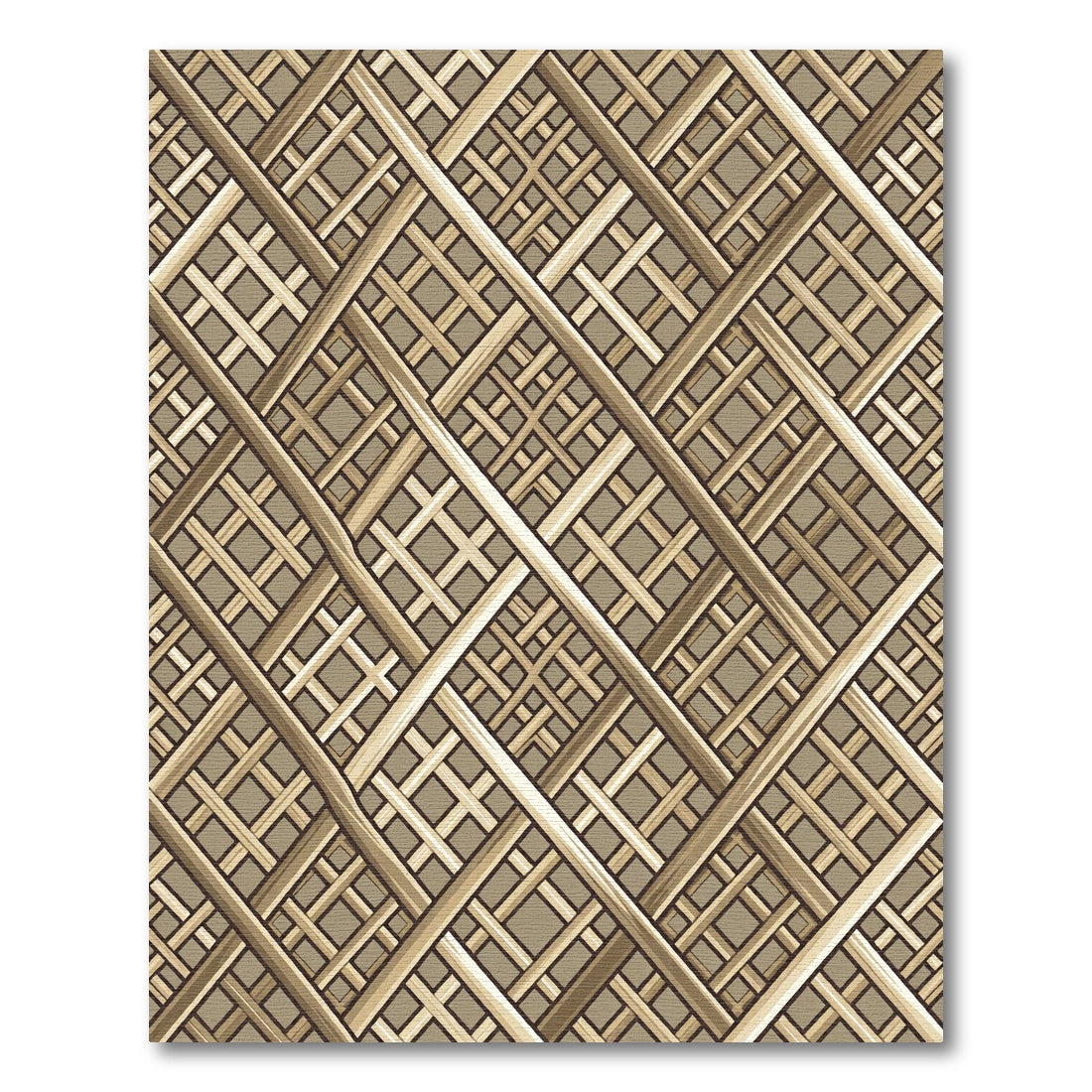 Beige Lattice Intersecting Golden Grid Rug
