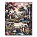 Vintage Garden Landscape Romantic Couple Rug