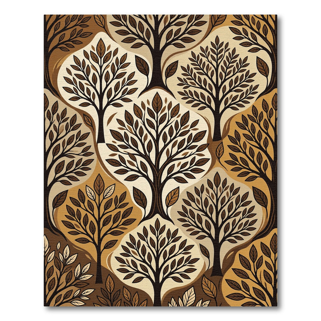 Earthy Brown Trees Abstract Organic Rug