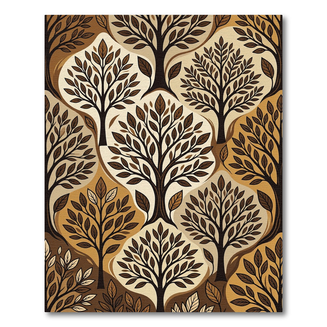 Earthy Brown Trees Abstract Organic Rug