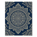 Navy Gold Ornate Medallion Boho Mandala Rug