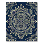 Navy Gold Ornate Medallion Boho Mandala Rug