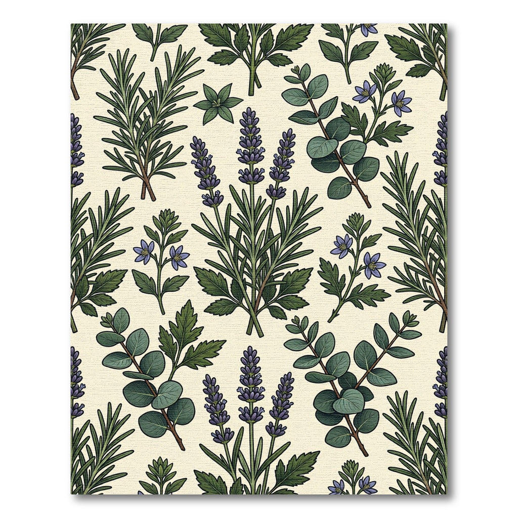 Botanical Lavender Eucalyptus Rosemary Floral Rug