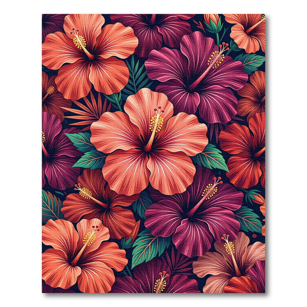 Vibrant Hibiscus Floral Tropical Arrangement Rug