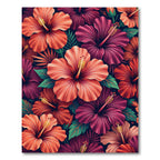 Vibrant Hibiscus Floral Tropical Arrangement Rug