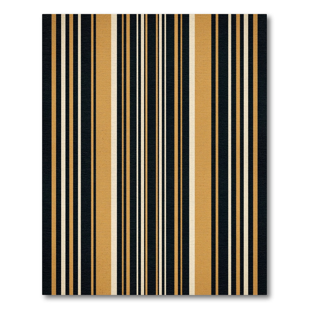 Bold Black Gold White Striped Rug