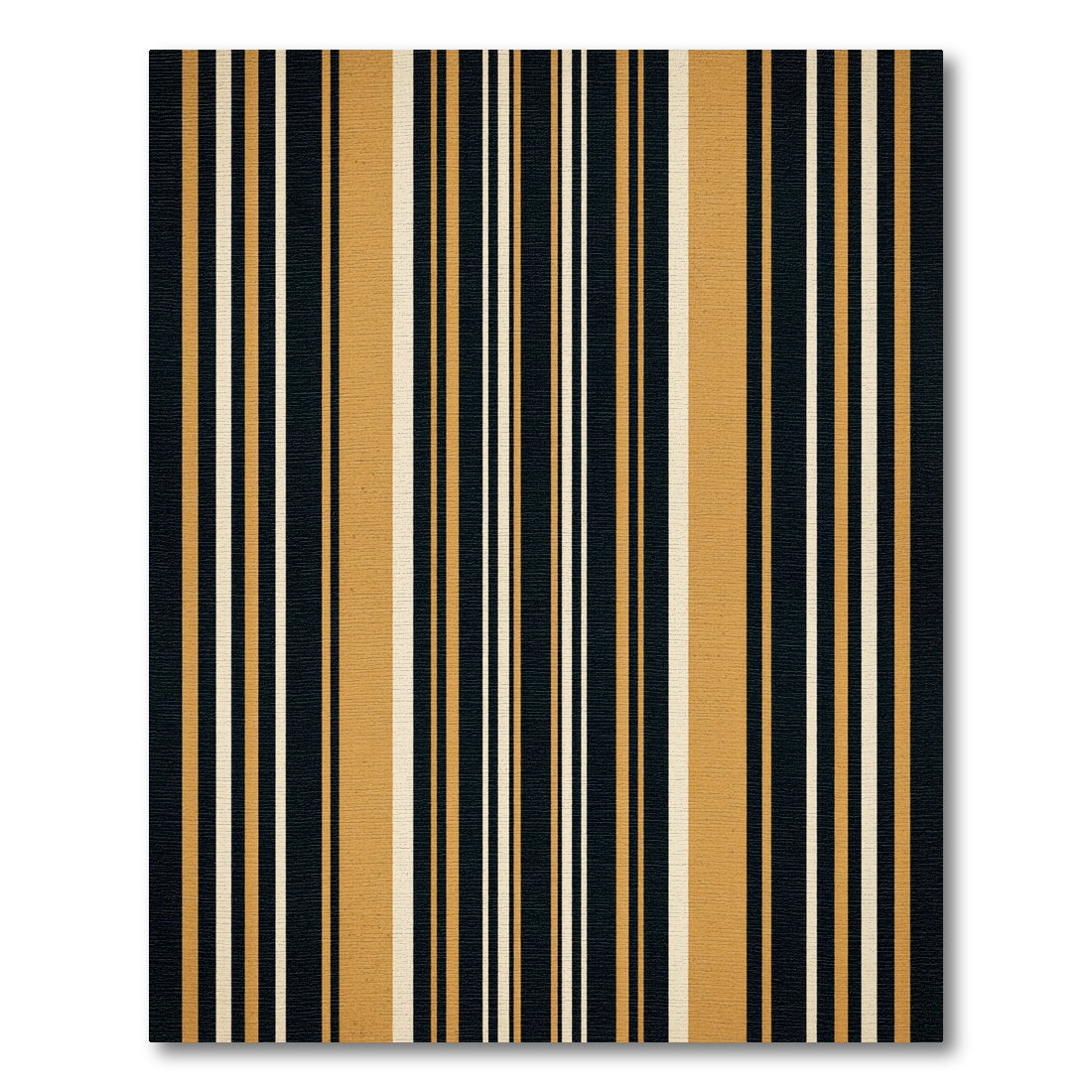 Bold Black Gold White Striped Rug