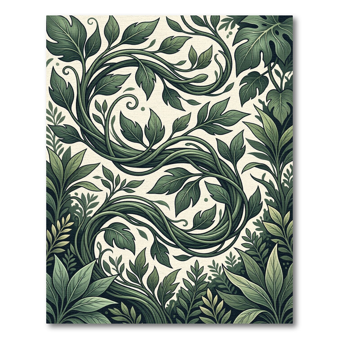 Lush Emerald Botanical Vine Scroll Rug