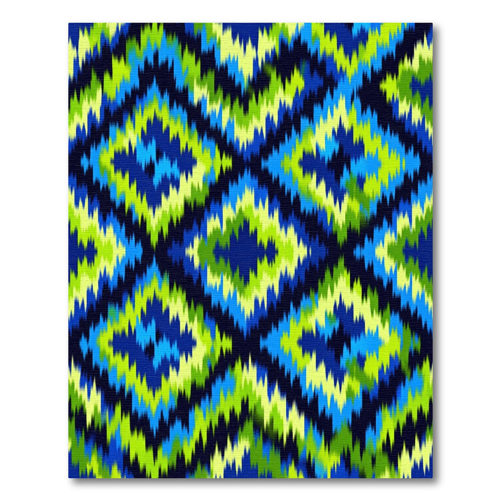 Electric Lime Blue Chevron Diamond Rug