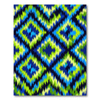 Electric Lime Blue Chevron Diamond Rug