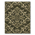 Ornate Cream Damask Olive Scroll Rug