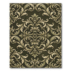 Ornate Cream Damask Olive Scroll Rug