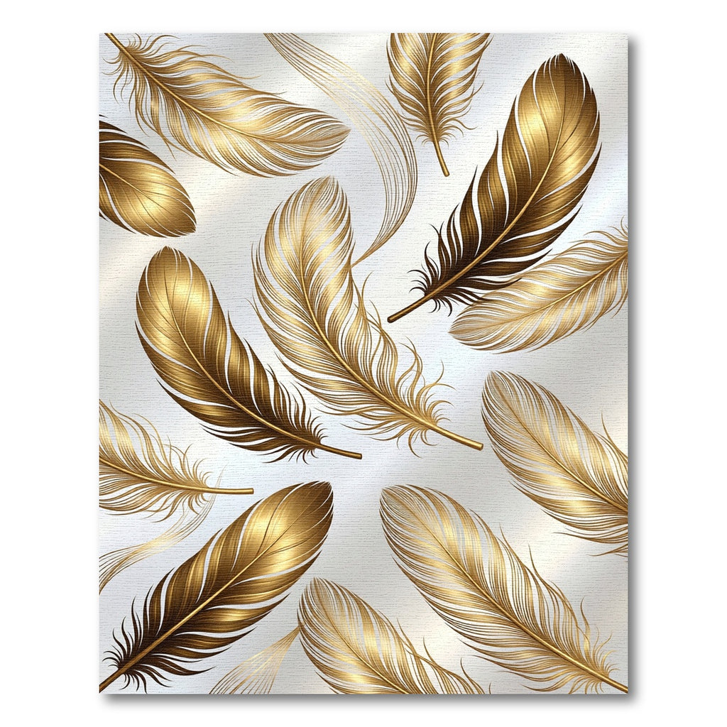 Gilded Feather Cascade in Golden Hues Rug