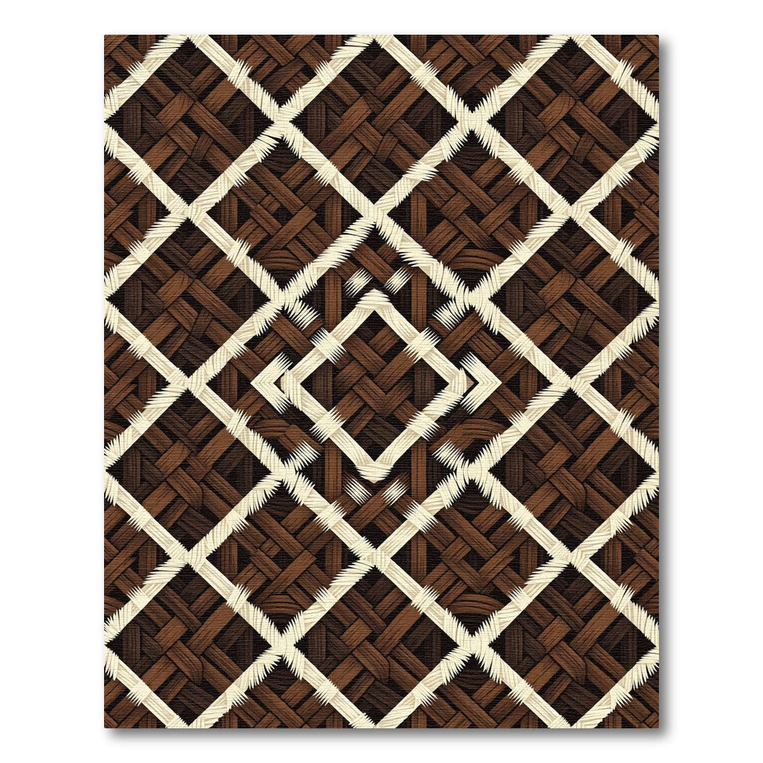 Brown Woven Diamond Lattice Rug