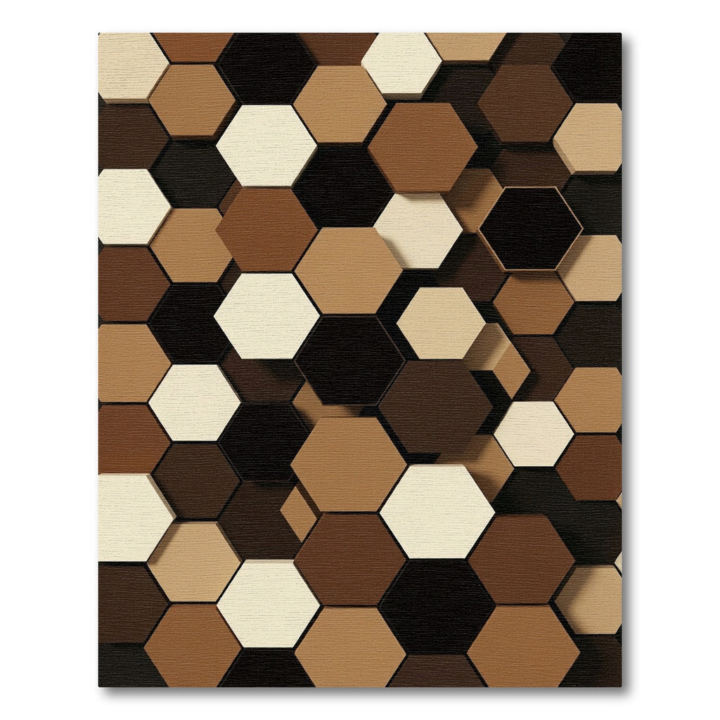 Modern Earthy Tone Hexagon Mosaic Rug