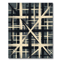 Black and Cream Linear Geometric Composition Rug