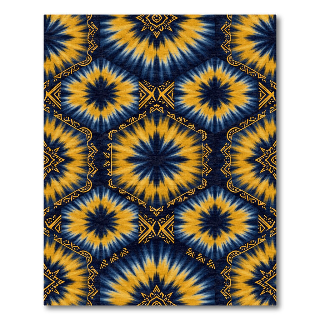 Navy Yellow Starburst Hexagonal Rug