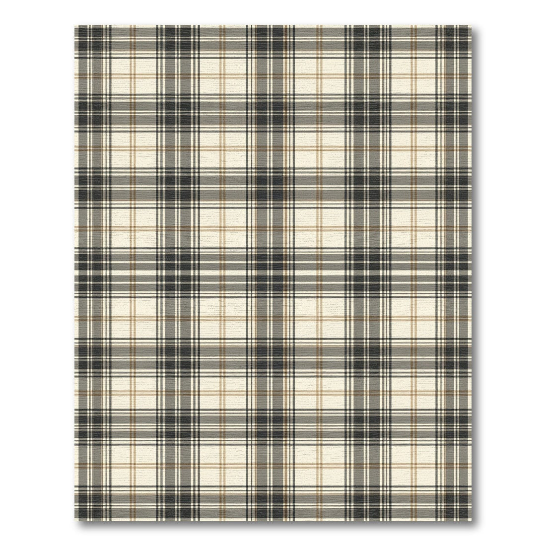 Neutral Cream Brown Black Plaid Rug