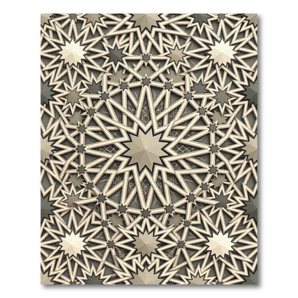 Elegant Beige Geometric Star Medallion Rug