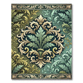 Ornate Sage and Gold Acanthus Scroll Rug