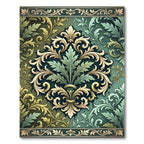 Ornate Sage and Gold Acanthus Scroll Rug