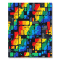 Vibrant Geometric Block Abstract Composition Rug