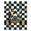 Navy and Gold Geometric Cabin Tile Rug