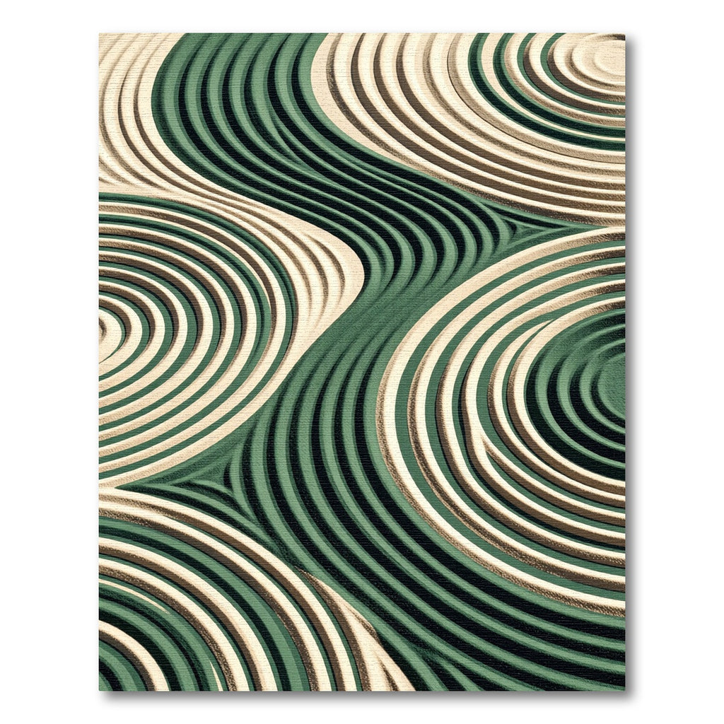 Sage Green Swirling Concentric Wave Art Rug