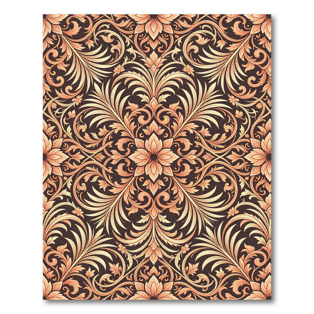 Amber Floral Damask Scrollwork Rug