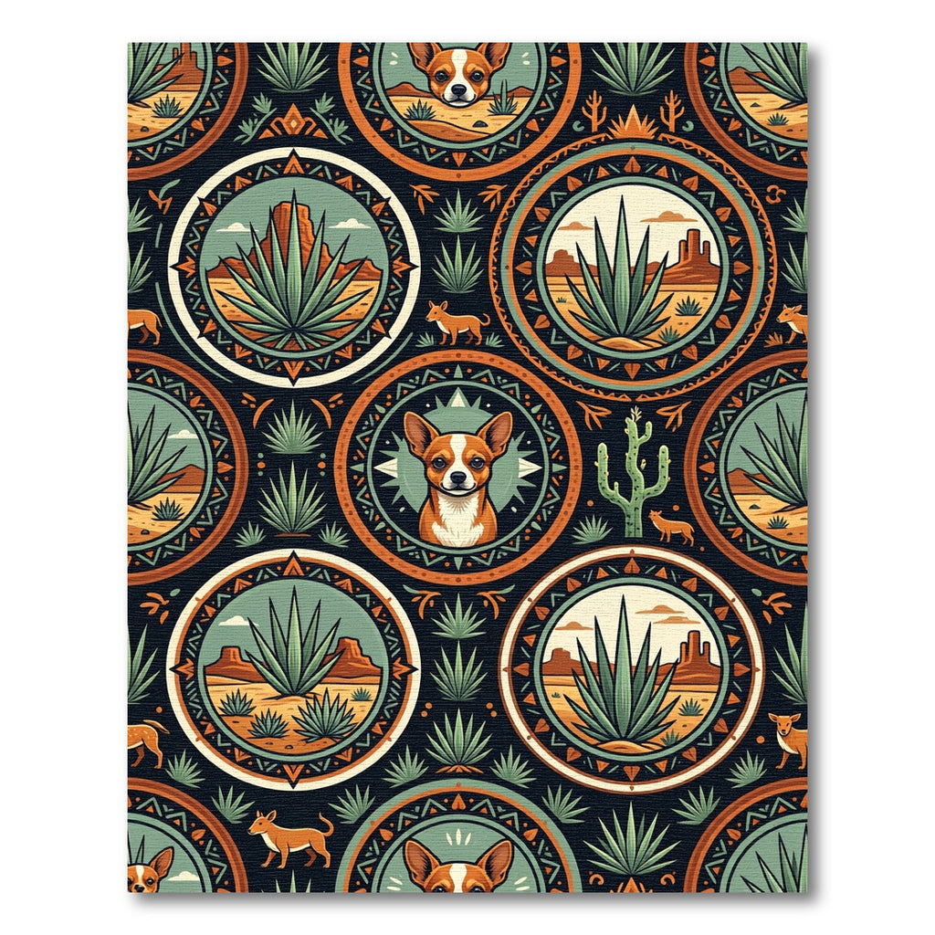 Desert Agave Chihuahua Geometric Ochre Medallion Rug