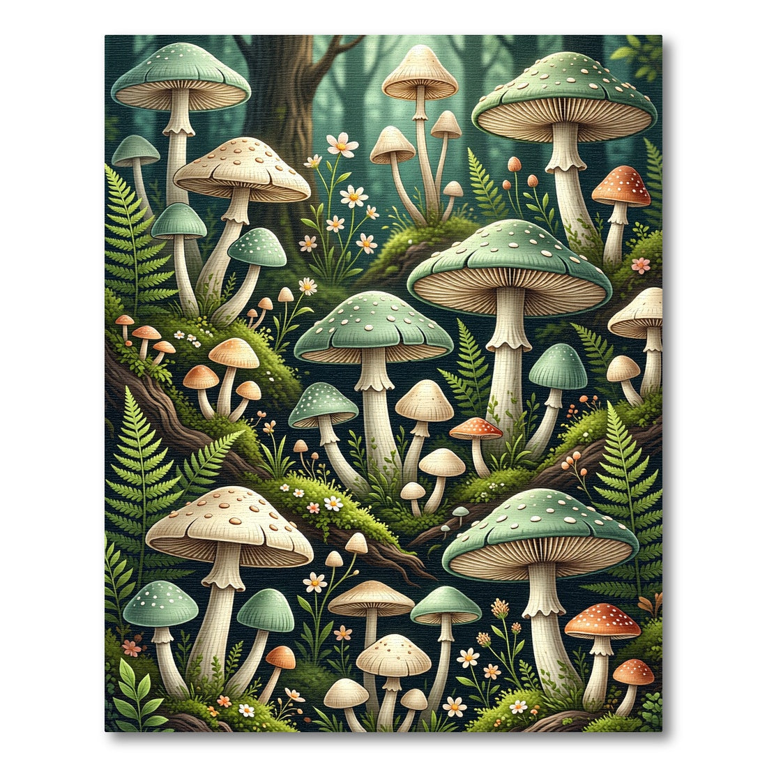 Whimsical Enchanted Forest Mushroom Meadow Rug