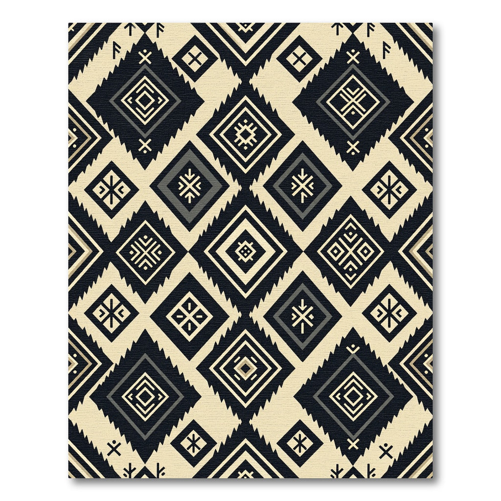 Monochromatic Geometric Tribal Diamond Area Rug