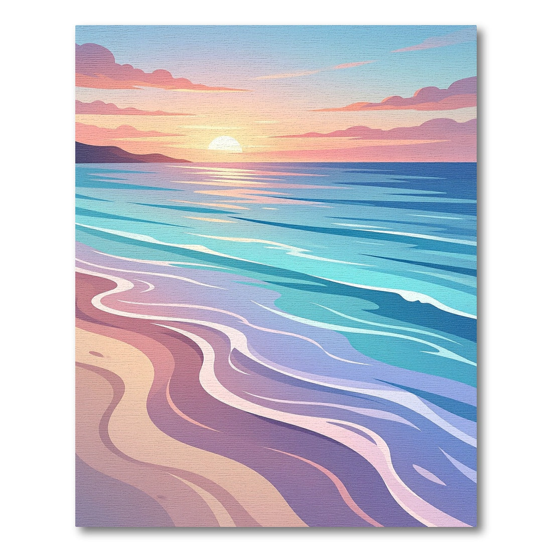 Serene Sunset Ocean Wave Gradient Rug